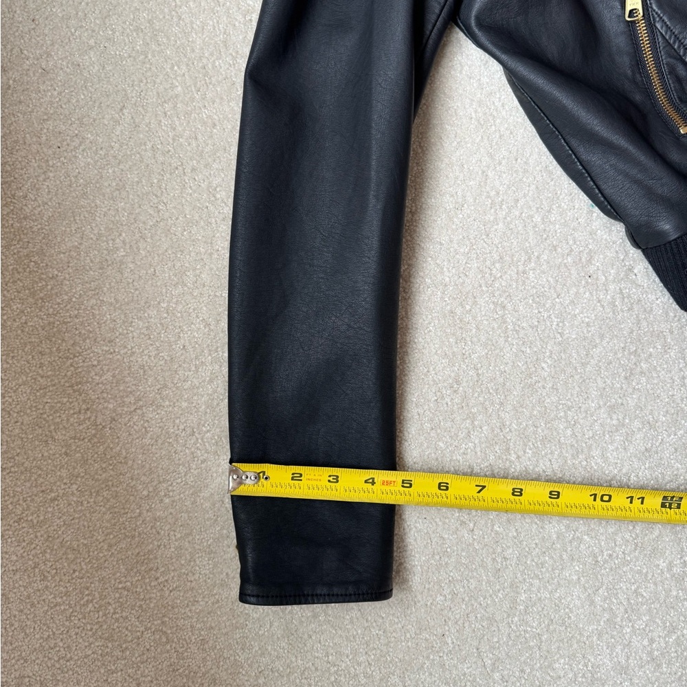 Free People Black PU Leather Jacket with Gold Accents - Picture 9 of 10
